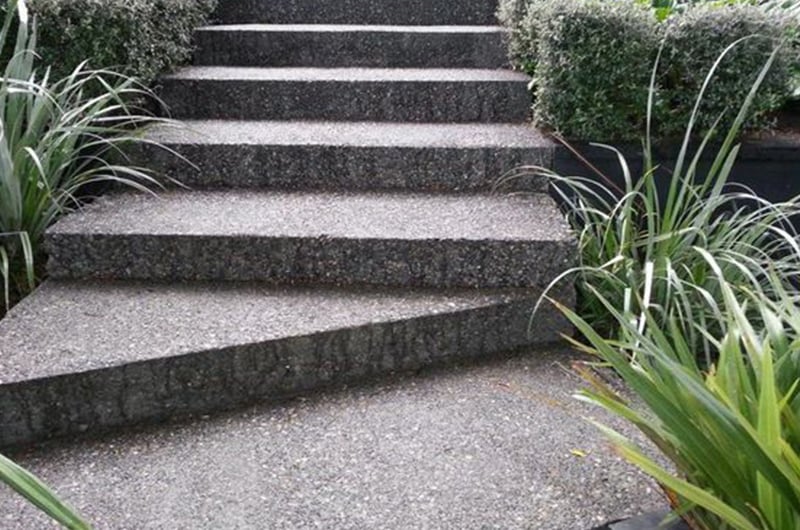 concrete exposed aggregate staircase